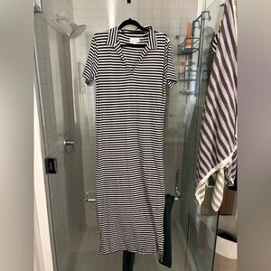 Velvet cotton maxi fitted striped dress